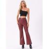 imageAllegra K Faux Leather Casual Pant for Womens High Waist Bell Bottom Flared Long PU TrouserBurgundy