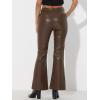 imageAllegra K Faux Leather Casual Pant for Womens High Waist Bell Bottom Flared Long PU TrouserCoffee