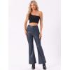 imageAllegra K Faux Leather Casual Pant for Womens High Waist Bell Bottom Flared Long PU TrouserDark Blue