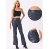 imageAllegra K Faux Leather Casual Pant for Womens High Waist Bell Bottom Flared Long PU TrouserDark Blue