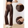 imageAllegra K Faux Leather Pants for Womens High Waist Straight Leg Punk PU TrousersBrown