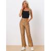 imageAllegra K Faux Leather Pants for Womens High Waist Straight Leg Punk PU TrousersKhaki