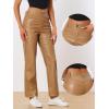 imageAllegra K Faux Leather Pants for Womens High Waist Straight Leg Punk PU TrousersKhaki