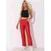 imageAllegra K Faux Leather Pants for Womens High Waist Straight Leg Punk PU TrousersRed