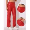 imageAllegra K Faux Leather Pants for Womens High Waist Straight Leg Punk PU TrousersRed