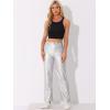 imageAllegra K Faux Leather Pants for Womens High Waist Straight Leg Punk PU TrousersSilver