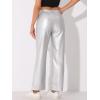 imageAllegra K Faux Leather Pants for Womens High Waist Straight Leg Punk PU TrousersSilver