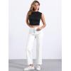imageAllegra K Faux Leather Pants for Womens High Waist Straight Leg Punk PU TrousersWhite