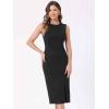 imageAllegra K Faux Suede Dresses for Womens Sleeveless Crewneck Split Hem Work Office Sheath DressBlack