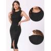 imageAllegra K Faux Suede Dresses for Womens Sleeveless Crewneck Split Hem Work Office Sheath DressBlack