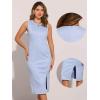 imageAllegra K Faux Suede Dresses for Womens Sleeveless Crewneck Split Hem Work Office Sheath DressLight Blue