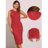 imageAllegra K Faux Suede Dresses for Womens Sleeveless Crewneck Split Hem Work Office Sheath DressRed