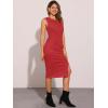 imageAllegra K Faux Suede Dresses for Womens Sleeveless Crewneck Split Hem Work Office Sheath DressRed