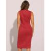 imageAllegra K Faux Suede Dresses for Womens Sleeveless Crewneck Split Hem Work Office Sheath DressRed