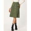 imageAllegra K Faux Suede Skirt for Womens Button Front High Waist 2025 Fall Knee Length ALine SkirtsArmy Green