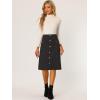 imageAllegra K Faux Suede Skirt for Womens Button Front High Waist 2025 Fall Knee Length ALine SkirtsBlack