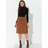 imageAllegra K Faux Suede Skirt for Womens Button Front High Waist 2025 Fall Knee Length ALine SkirtsBrown