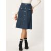 imageAllegra K Faux Suede Skirt for Womens Button Front High Waist 2025 Fall Knee Length ALine SkirtsDark Blue