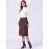 imageAllegra K Faux Suede Skirt for Womens Button Front High Waist 2025 Fall Knee Length ALine SkirtsDark Brown