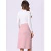 imageAllegra K Faux Suede Skirt for Womens Button Front High Waist 2025 Fall Knee Length ALine SkirtsPink
