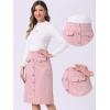 imageAllegra K Faux Suede Skirt for Womens Button Front High Waist 2025 Fall Knee Length ALine SkirtsPink