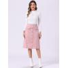 imageAllegra K Faux Suede Skirt for Womens Button Front High Waist 2025 Fall Knee Length ALine SkirtsPink