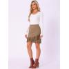 imageAllegra K Faux Suede Skirt for Womens Vintage High Waist Fringe Trim Stretch Bodycon Mini SkirtsCamel