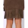 imageAllegra K Faux Suede Skirt for Womens Vintage High Waist Fringe Trim Stretch Bodycon Mini SkirtsDark Brown