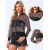 imageAllegra K Glitter Mesh Bomber Jacket for Womens Shiny Long Sleeve Party Club Zip Up Sheer JacketsBlack Silver