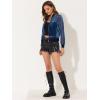 imageAllegra K Glitter Mesh Bomber Jacket for Womens Shiny Long Sleeve Party Club Zip Up Sheer JacketsDark Blue