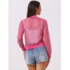 imageAllegra K Glitter Mesh Bomber Jacket for Womens Shiny Long Sleeve Party Club Zip Up Sheer JacketsHot Pink