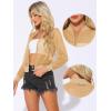 imageAllegra K Glitter Mesh Bomber Jacket for Womens Shiny Long Sleeve Party Club Zip Up Sheer JacketsKhaki