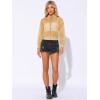 imageAllegra K Glitter Mesh Bomber Jacket for Womens Shiny Long Sleeve Party Club Zip Up Sheer JacketsKhaki