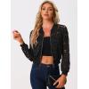 imageAllegra K Lace Jackets for Womens Stand Collar Zip Up Lightweight Gothic Sheer Baseball JacketBlack