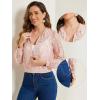 imageAllegra K Lace Jackets for Womens Stand Collar Zip Up Lightweight Gothic Sheer Baseball JacketPink