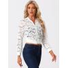 imageAllegra K Lace Jackets for Womens Stand Collar Zip Up Lightweight Gothic Sheer Baseball JacketWhite