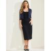 imageAllegra K Lace Shrug for Women 34 Sleeve Open Front Work Office Cropped Sheer Cardigan Formal Bolero JacketsNavy Blue