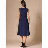 imageAllegra K Notch V Neck Dresses for Womens Elegant Work Office ALine Dress with PocketsDark Blue