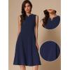 imageAllegra K Notch V Neck Dresses for Womens Elegant Work Office ALine Dress with PocketsDark Blue