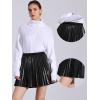imageAllegra K PU Leather Pleated Skirt for Womens Casual Party Elastic Waist Halloween Aline Mini SkirtsBlack