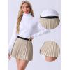imageAllegra K PU Leather Pleated Skirt for Womens Casual Party Elastic Waist Halloween Aline Mini SkirtsKhaki