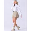 imageAllegra K PU Leather Pleated Skirt for Womens Casual Party Elastic Waist Halloween Aline Mini SkirtsKhaki