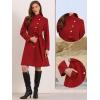 imageAllegra K Pea Coats for Women Fall Winter Stand Collar Single Breasted Long Trench Coat with Belt 2025Red