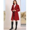 imageAllegra K Pea Coats for Women Fall Winter Stand Collar Single Breasted Long Trench Coat with Belt 2025Red