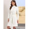 imageAllegra K Pea Coats for Women Fall Winter Stand Collar Single Breasted Long Trench Coat with Belt 2025White