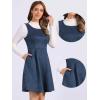 imageAllegra K Pinafore Dress for Womens Sleeveless Casual Vintage Faux Suede t Shirt DressesDark Blue