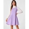 imageAllegra K Pinafore Dress for Womens Sleeveless Casual Vintage Faux Suede t Shirt DressesPurple