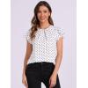 imageAllegra K Polka Dots Tops for Womens Puff Sleeve Round Pleated Neck Casual Office BlouseWhite
