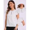 imageAllegra K Polka Dots Tops for Womens Puff Sleeve Round Pleated Neck Casual Office BlouseWhite