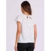 imageAllegra K Polka Dots Tops for Womens Puff Sleeve Round Pleated Neck Casual Office BlouseWhite